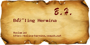 Báling Hermina névjegykártya